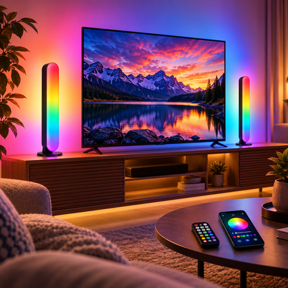 Velune Light Bars creating soft ambient light in a modern living room
